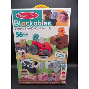 Melissa & Doug Blockables Snap & Play Mix & Match Wooden Toy Set 56 Pieces